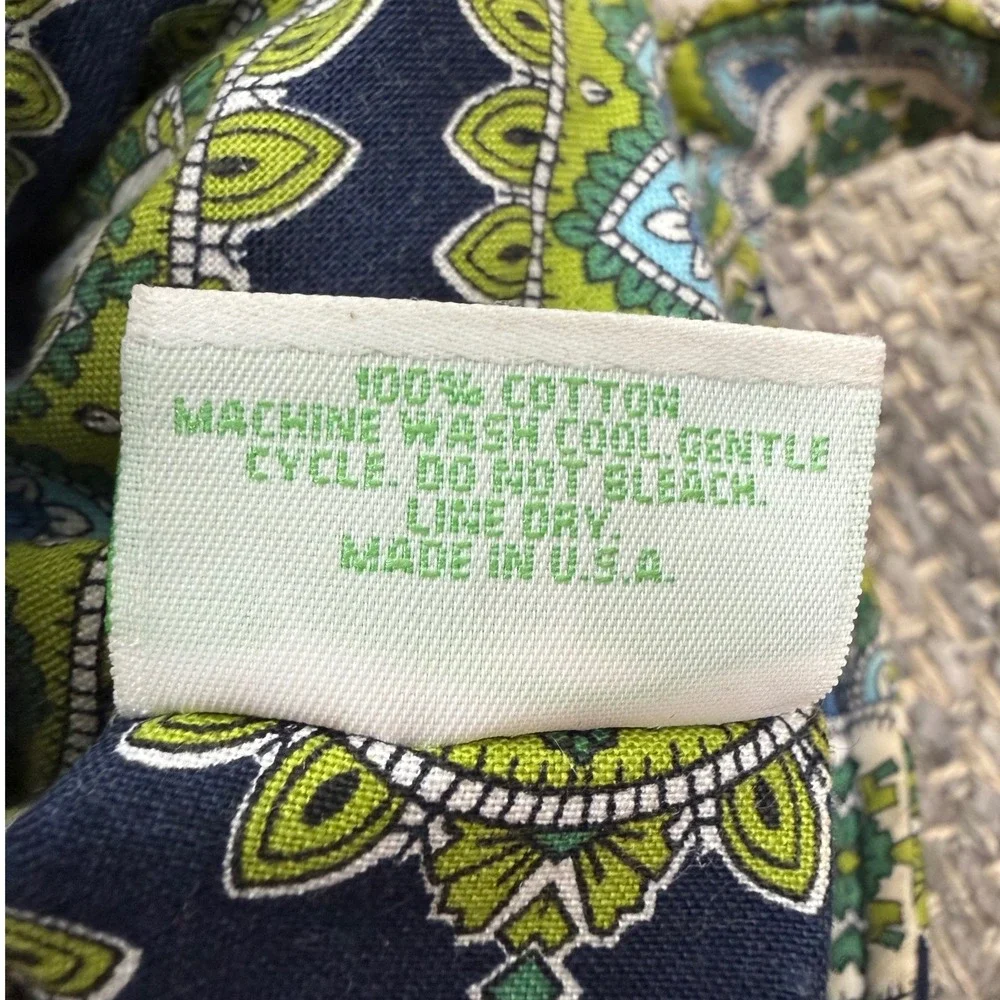 Vera Bradley Crossbody Bag Green Blue Paisley Quilted Cotton Adjustable Strap